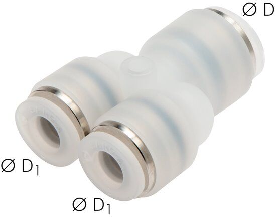 Connettore a Y a pressione 6mm-4mm, IQS-PVDF
