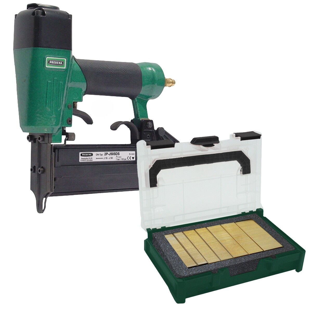 OFFERTA DF-Spar-Set Prebena Chiodatrice pneumatica professionale 2P-ES40SDS + ES-Box + Systainer