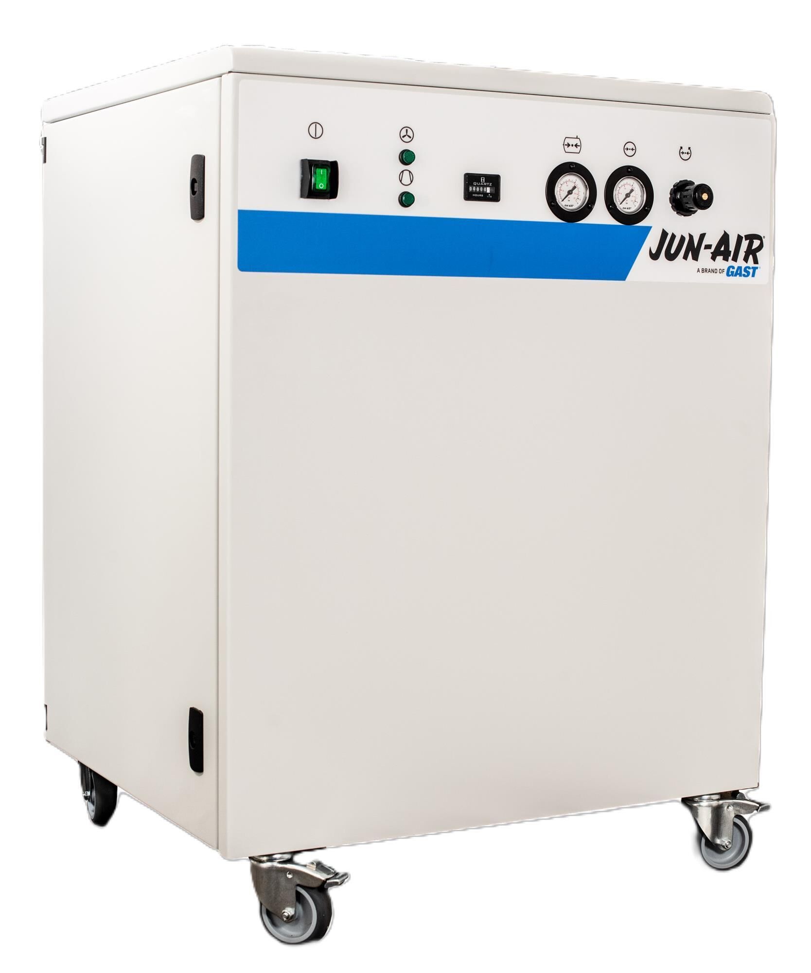 Compressore silenzioso senza olio JUN-AIR 2x106R-40MQ2 con essiccatore e serbatoio ad adsorbimento