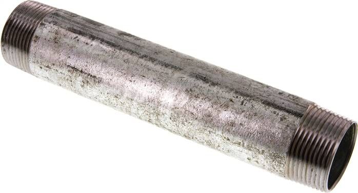 Nipplo doppio per tubi R 1-1/4"-200mm, tubo in acciaio ST 37 zincato