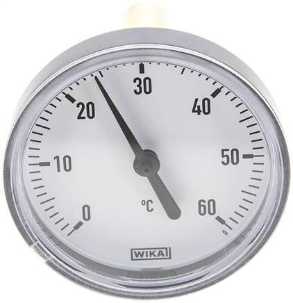 Bimetallthermometer, waagerecht D63/0 bis +60°C/60mm, Kunststoffgehäuse