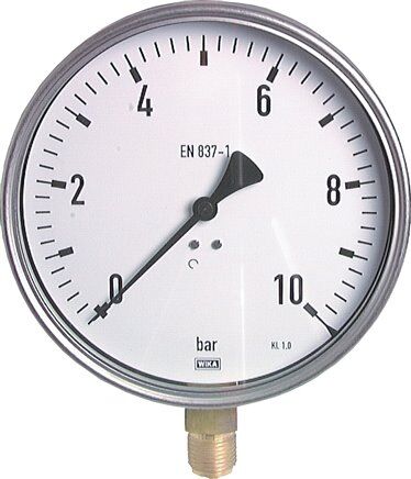 Manometer senkrecht (CrNi/Ms), 160mm, -1 bis 0 bar