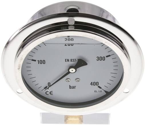 Glycerin-Einbaumanometer,Frontring, 100mm, 0 - 400 bar -Eco-Line