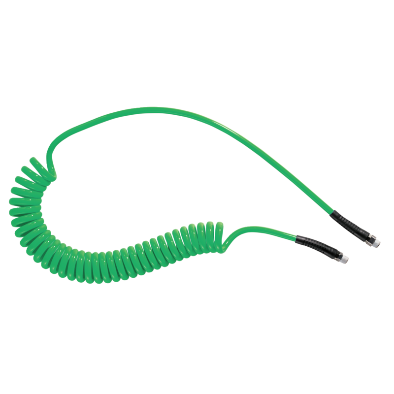 Tubi flessibili a spirale in poliuretano 6,5 x 10 mm - 6 m con attacco filettato fisso e flangia filettata girevole