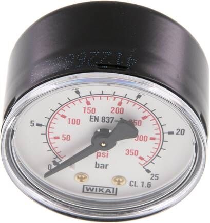 Manometer waagerecht (ST/Ms), 50mm, 0 - 25 bar, G 1/4"
