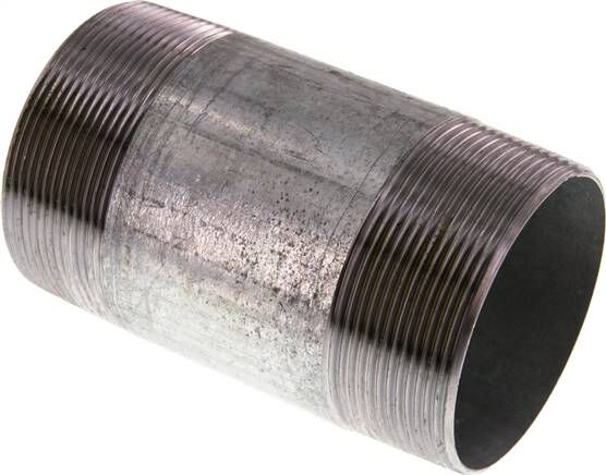 Nipplo doppio per tubi R 2-1/2"-120mm, tubo in acciaio ST 37 zincato