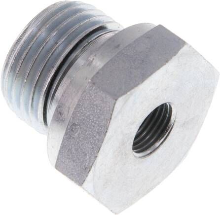 Riduttore idraulico G 1/2"(AG)-G 1/8"(IG), acciaio zincato, guarnizione in elastomero