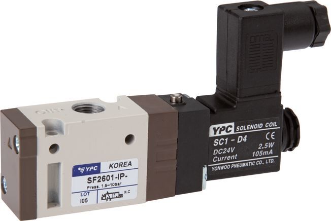 Électrovanne 3/2 voies, G 1/8", rappel par ressort (NO), 12 V=
