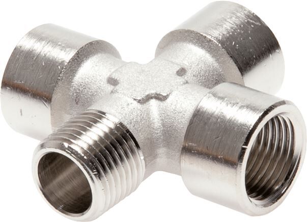 Croix G 1/2"(FF)-R 1/2"(MF), laiton nickelé
