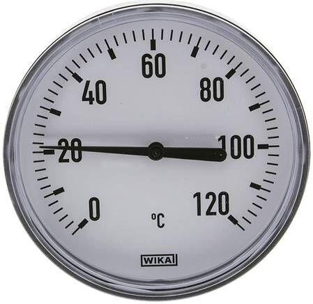 Termometro bimetallico, orizzontale D100/0 a +120°C/60mm, custodia in plastica