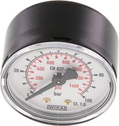 Manometer waagerecht (ST/Ms), 50mm, 0 - 100 bar, G 1/4"