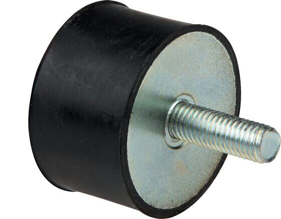Gummi-Metall-Puffer (Typ D) 40x40mm, M 8 (AG) / Gummi, Stahl verzinkt