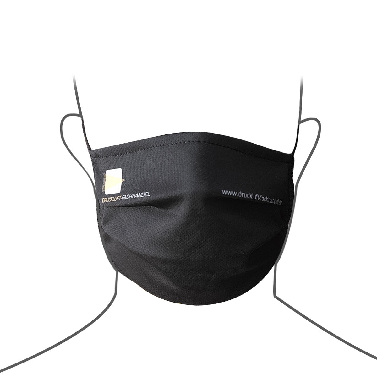 DF Mund-/Nasenschutz-Maske schwarz – 2-lagig aus Baumwolle & Polyester, waschbar MADE IN EUROPE