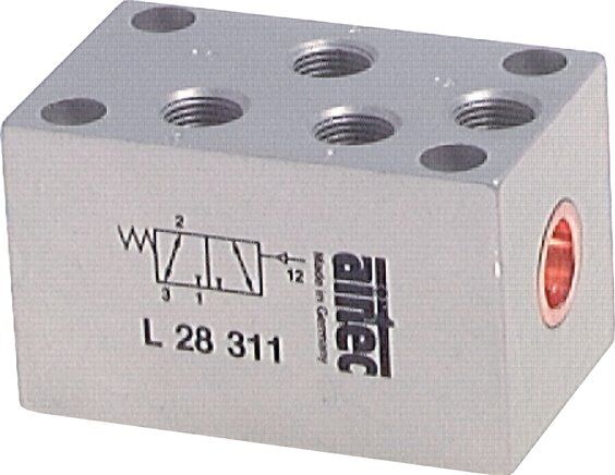 valvola pneumatica a 3/2 vie con molla, G 1/8", connessioni in alto