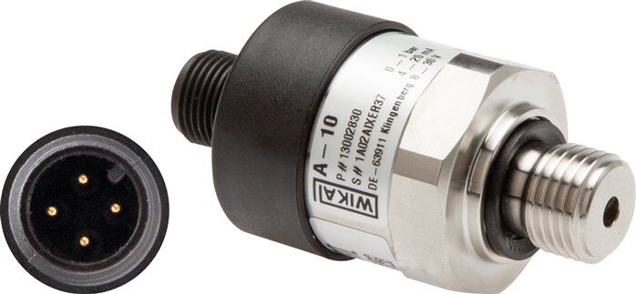 Trasmettitore di pressione da 0 a 250 bar (0,5% BFSL), G 1/4" ET, 0-10V, acciaio inox, connettore M12