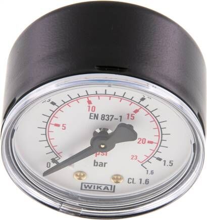 Manometer waagerecht (ST/Ms), 50mm, 0 - 1,6 bar, G 1/4"