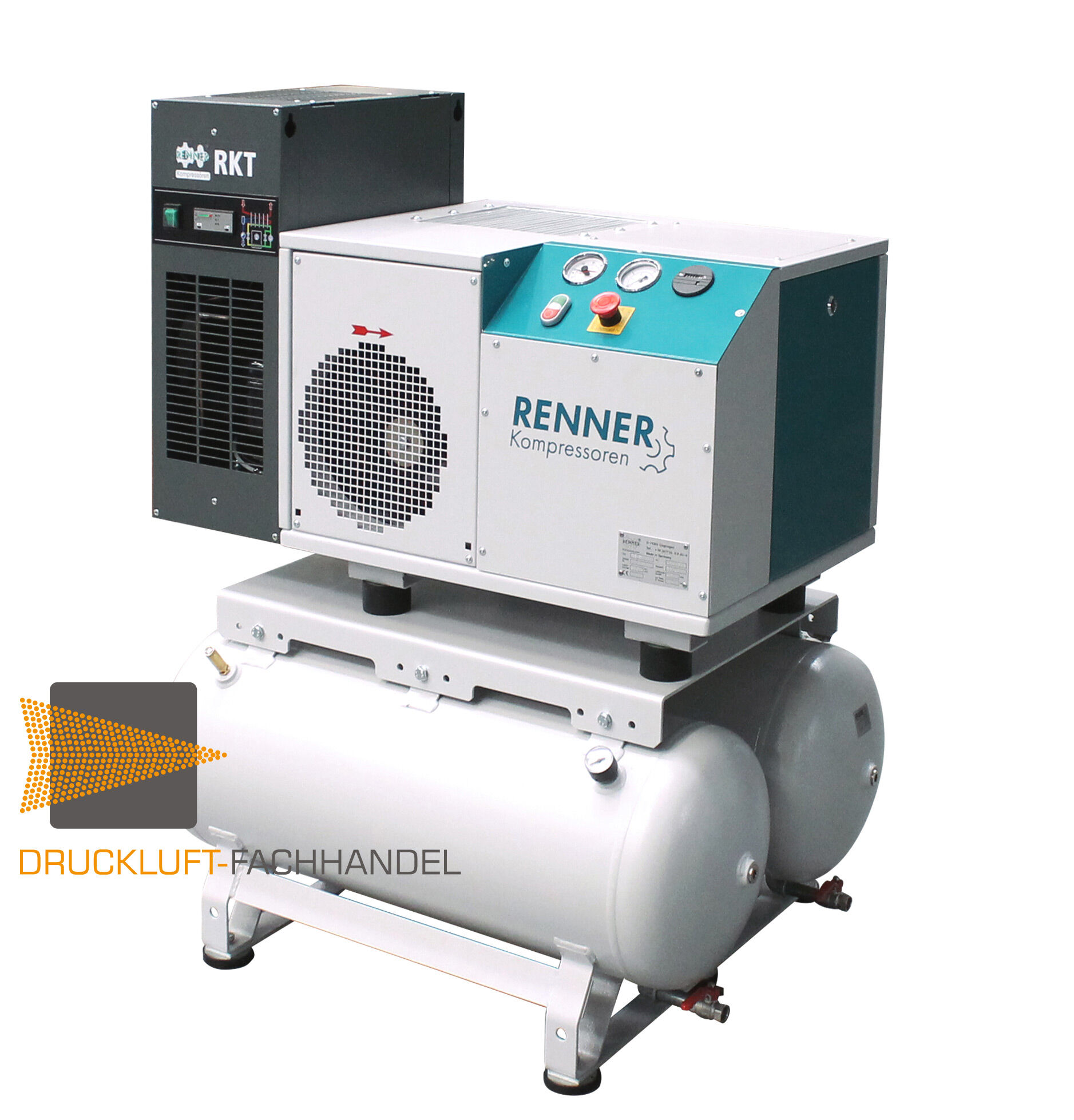RENNER-Kompressor RSDK-B 5,5 mit 2x90 L. Behälter u. Trockner | Schraubenkompressor
