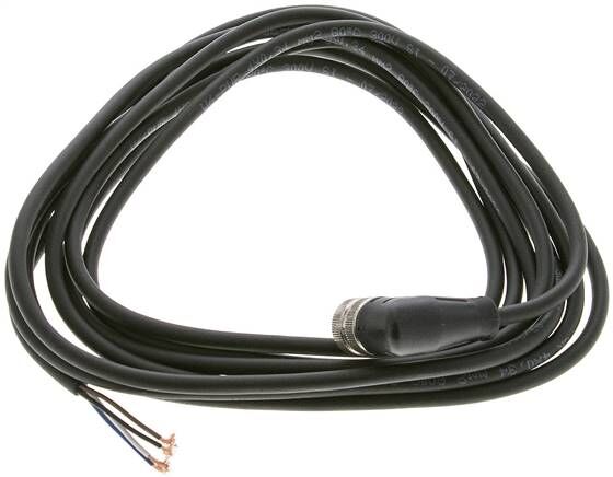 Câble avec connecteur M12 femelle, 3 m, coudé, 4 extrémités de câble libres (broche 1 à 4)