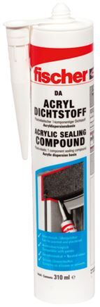 Sigillante acrilico FISCHER DA, bianco, cartuccia da 310 ml