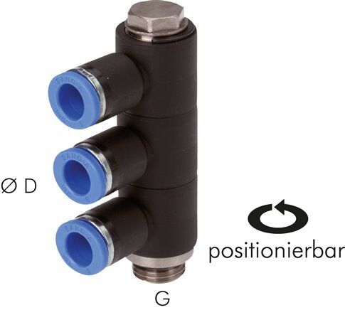 Distributore multiplo a innesto, 3 pieghe G 3/8"-8mm, standard IQS