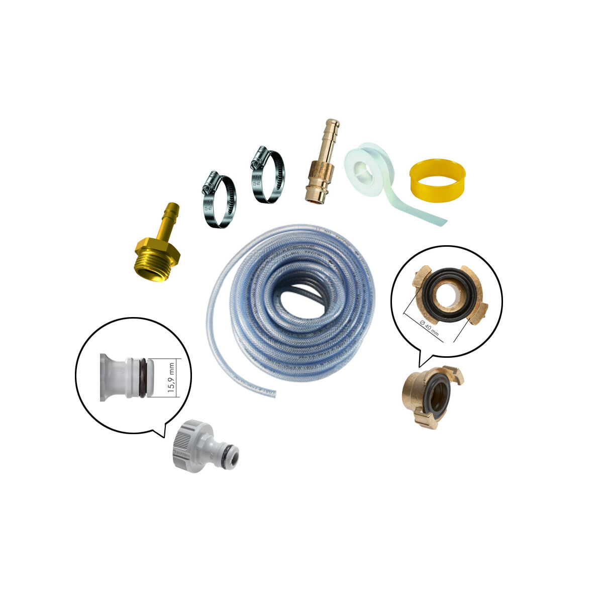 DF Kit de drainage 1 | Kit de mise à niveau du tuyau de raccordement pour les systèmes d'arrosage | pour GARDENA, GEKA