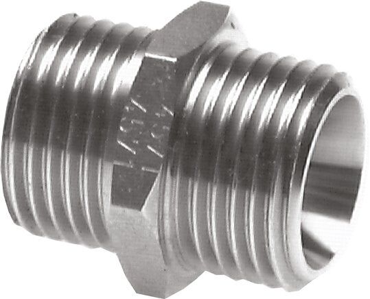 Doppelnippel G 1/2"-G 3/8", 1.4571