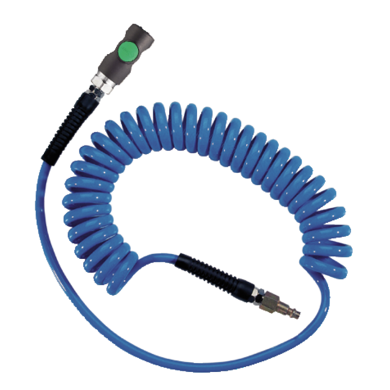 Tubi spiralati in poliuretano Prevost blu 5 x 8 mm - 2 m con attacco rapido di sicurezza ESI 07