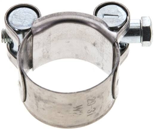 collier de serrage à boulon articulé Eco 20mm, 29 - 31mm, 1.4016 (W2)