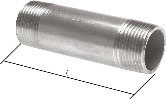 Nipplo doppio per tubi R 1/4"-120mm, 1.4571