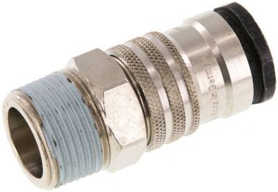 Kupplungsstecker (NW19) G 3/4"(IG), Messing, Beidseitig Absperrend